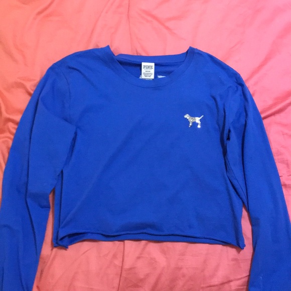 PINK Blue Long Sleeve Cropped Tee 💙 - Picture 2 of 4